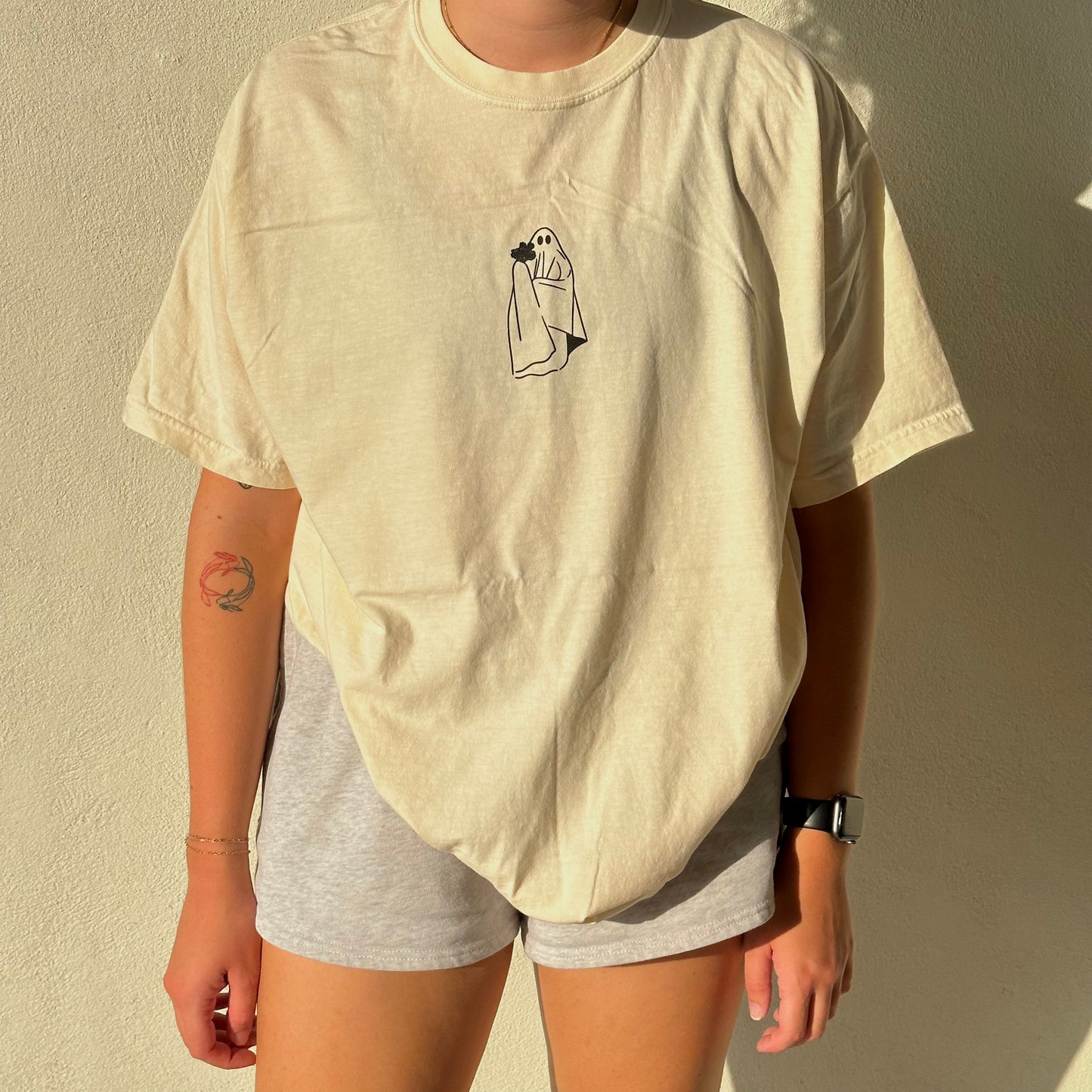 Ghost with Flowers T-shirt - Ivory