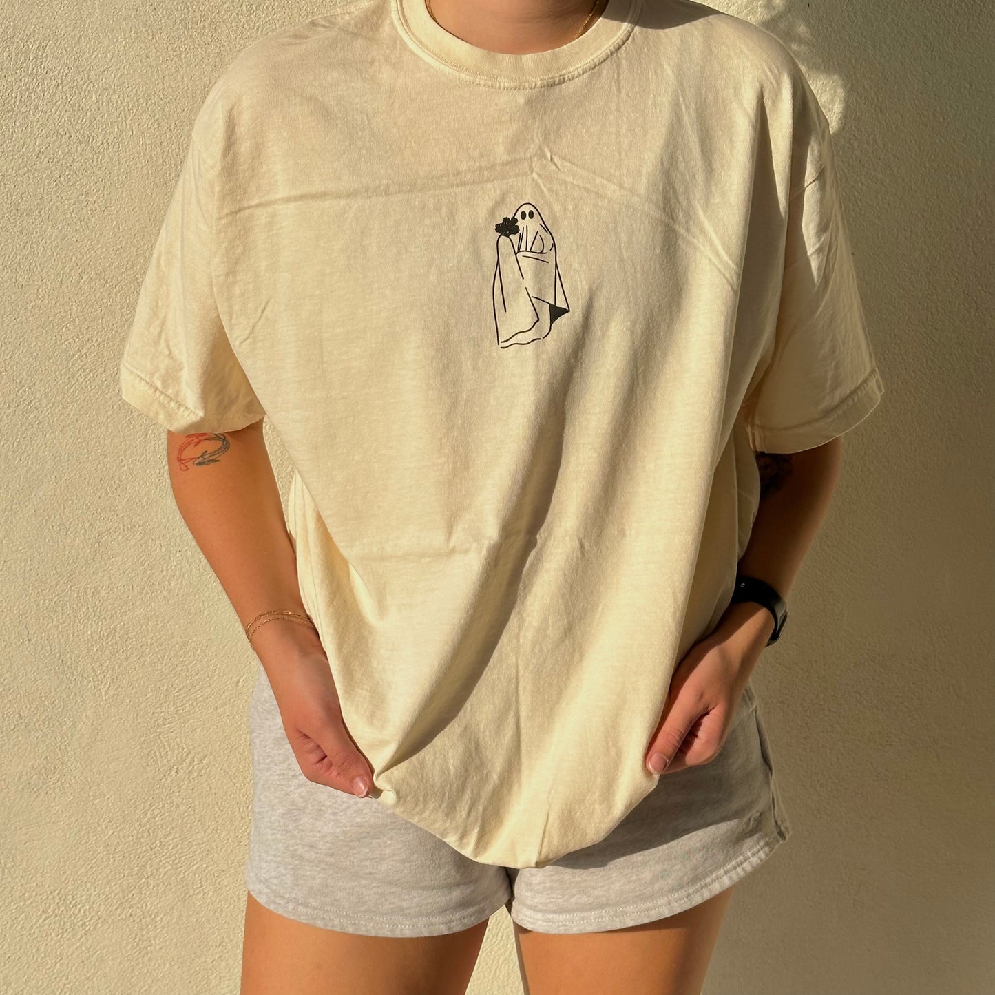 Ghost with Flowers T-shirt - Ivory