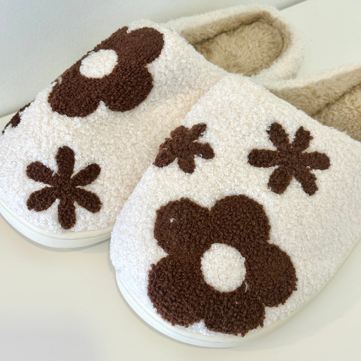 Brown Flower Slippers