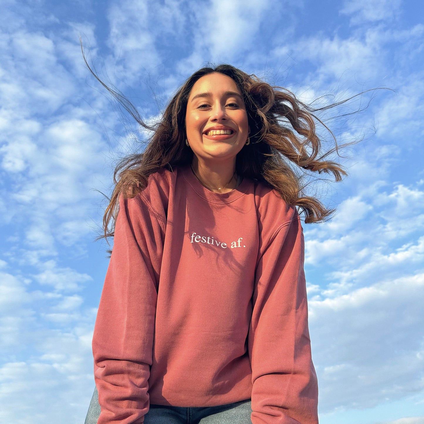 festive af. Sweatshirt - Red Pigment Dyed