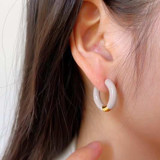 Grey Enamel Earrings