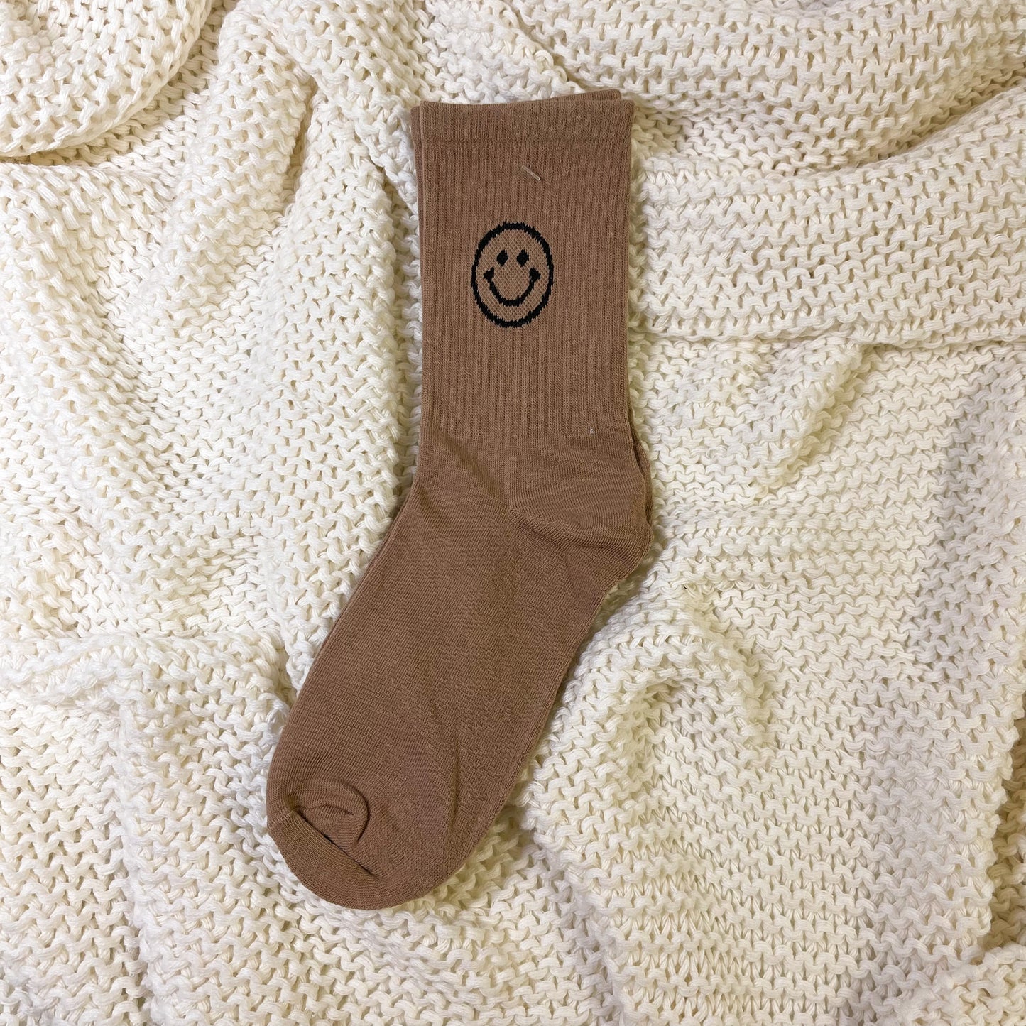 Neutral smiley face socks