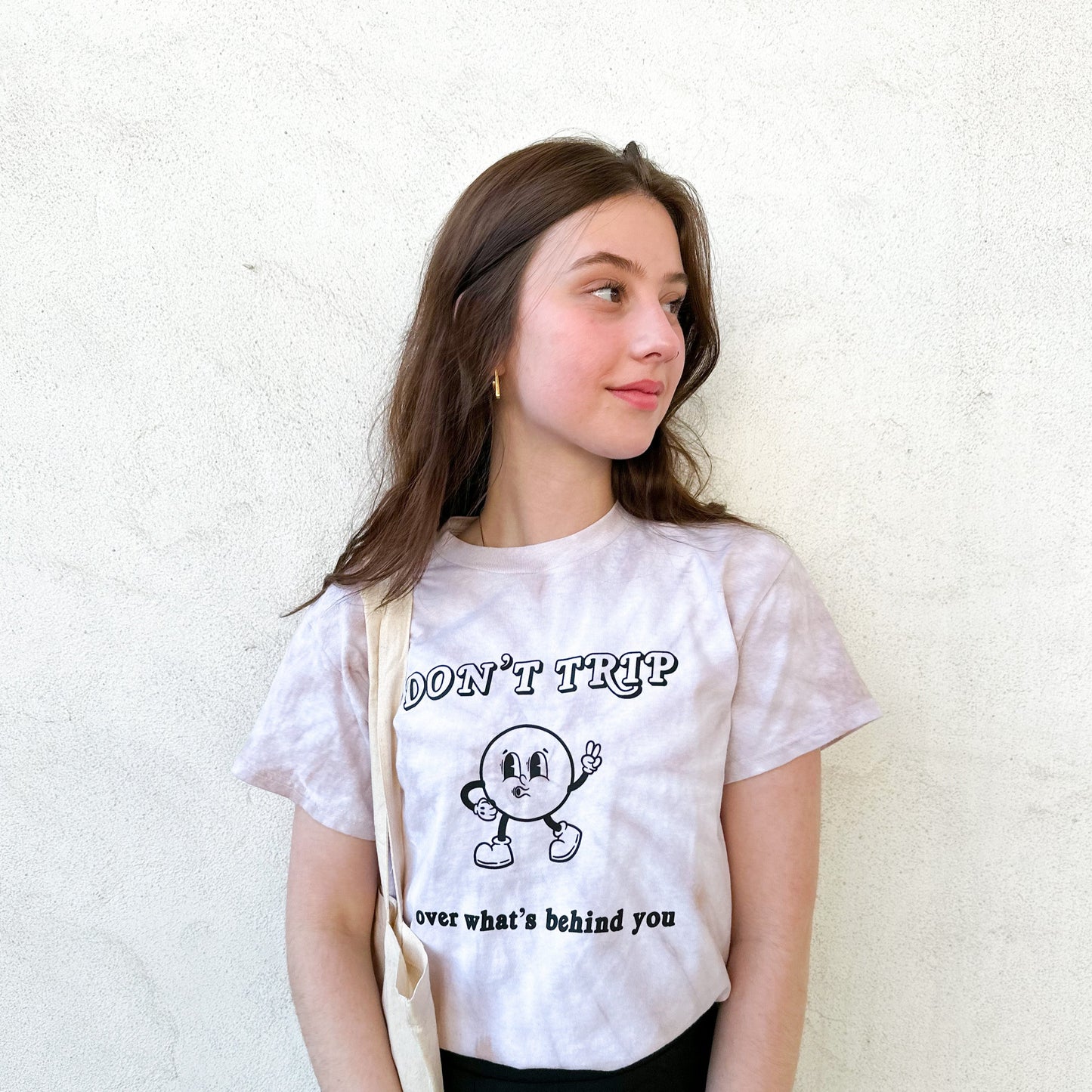 Don't Trip Over What's Behind You T-shirt - Sand tie-dye