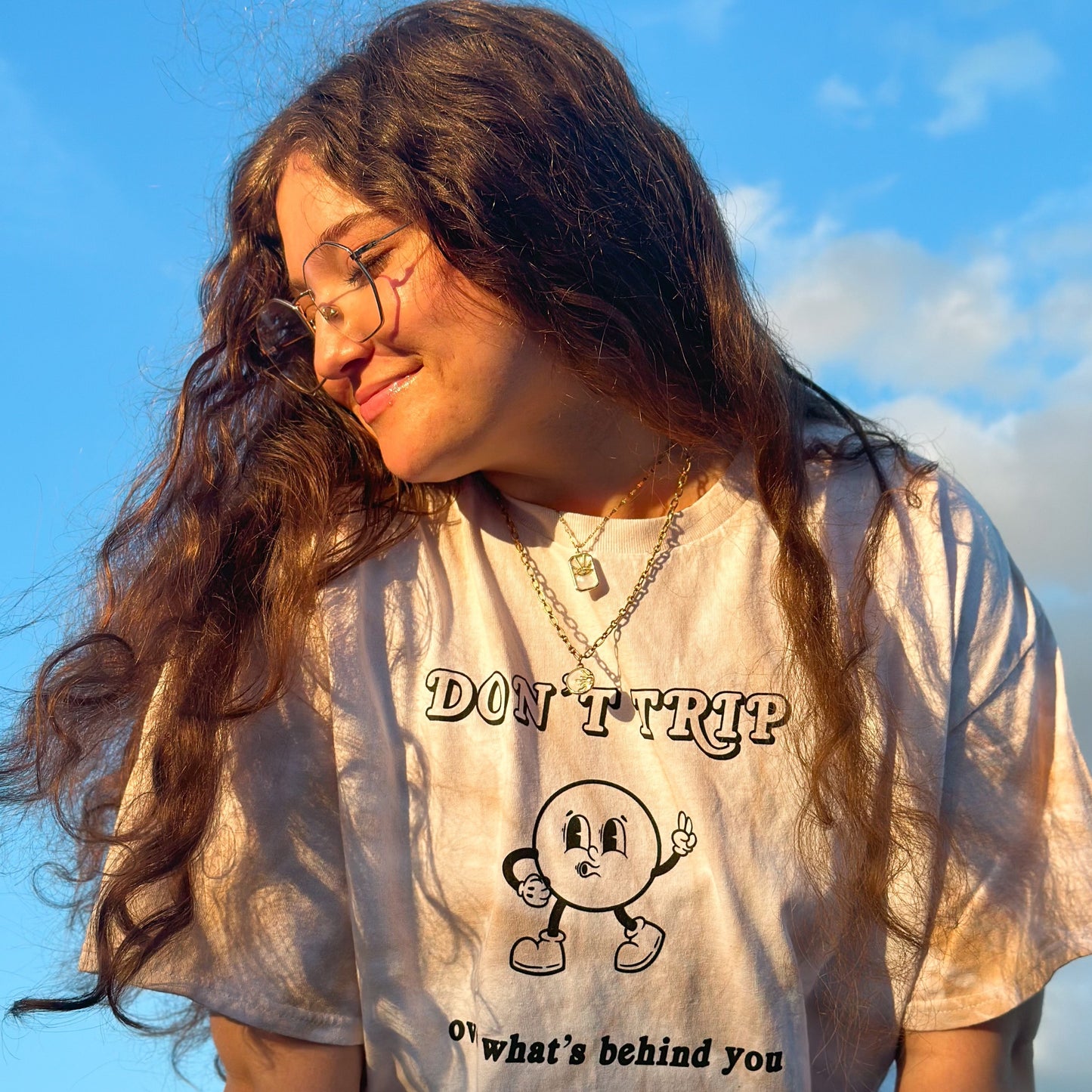 Don't Trip Over What's Behind You T-shirt - Sand tie-dye