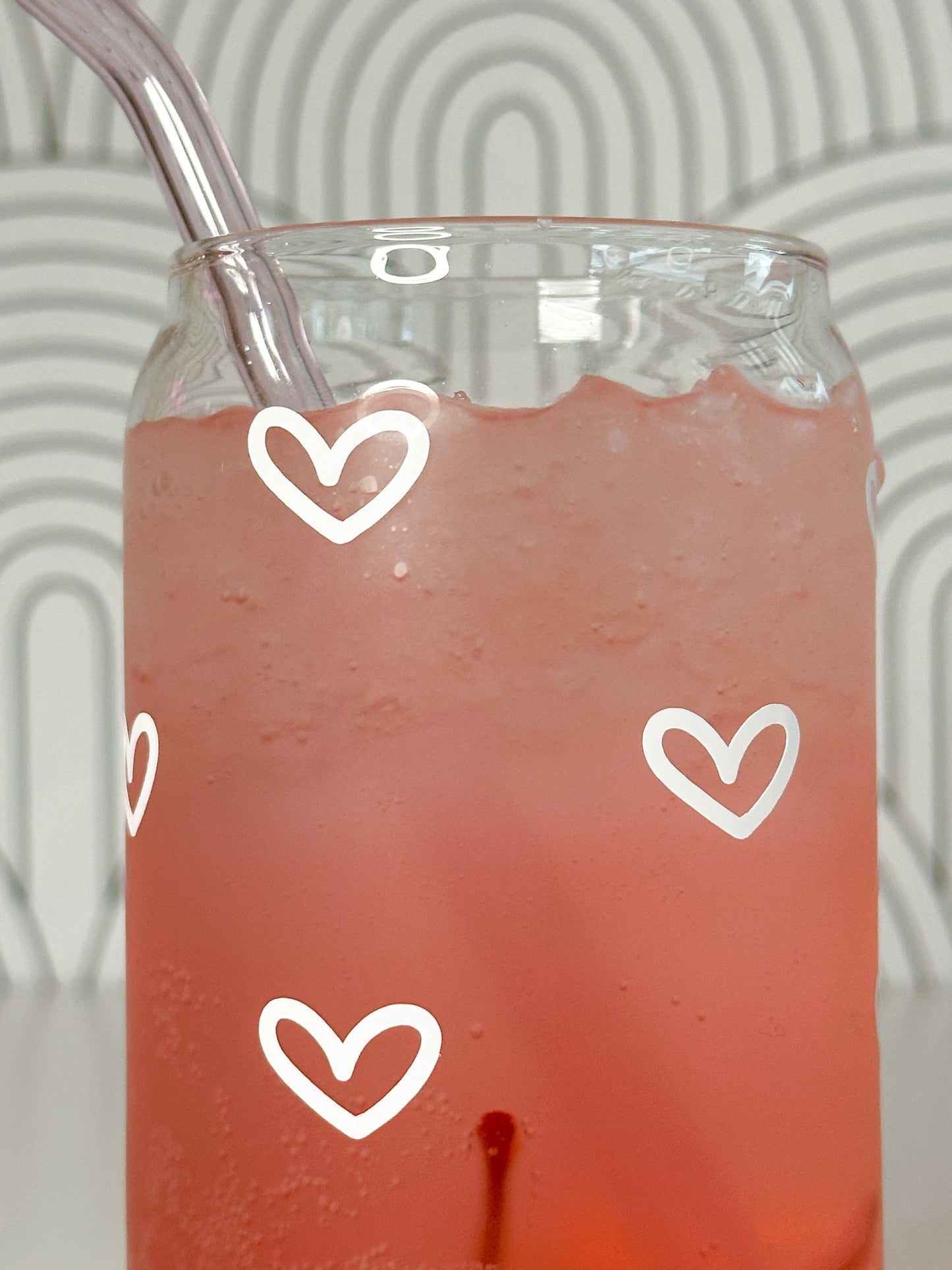 White Heart Glass Cup