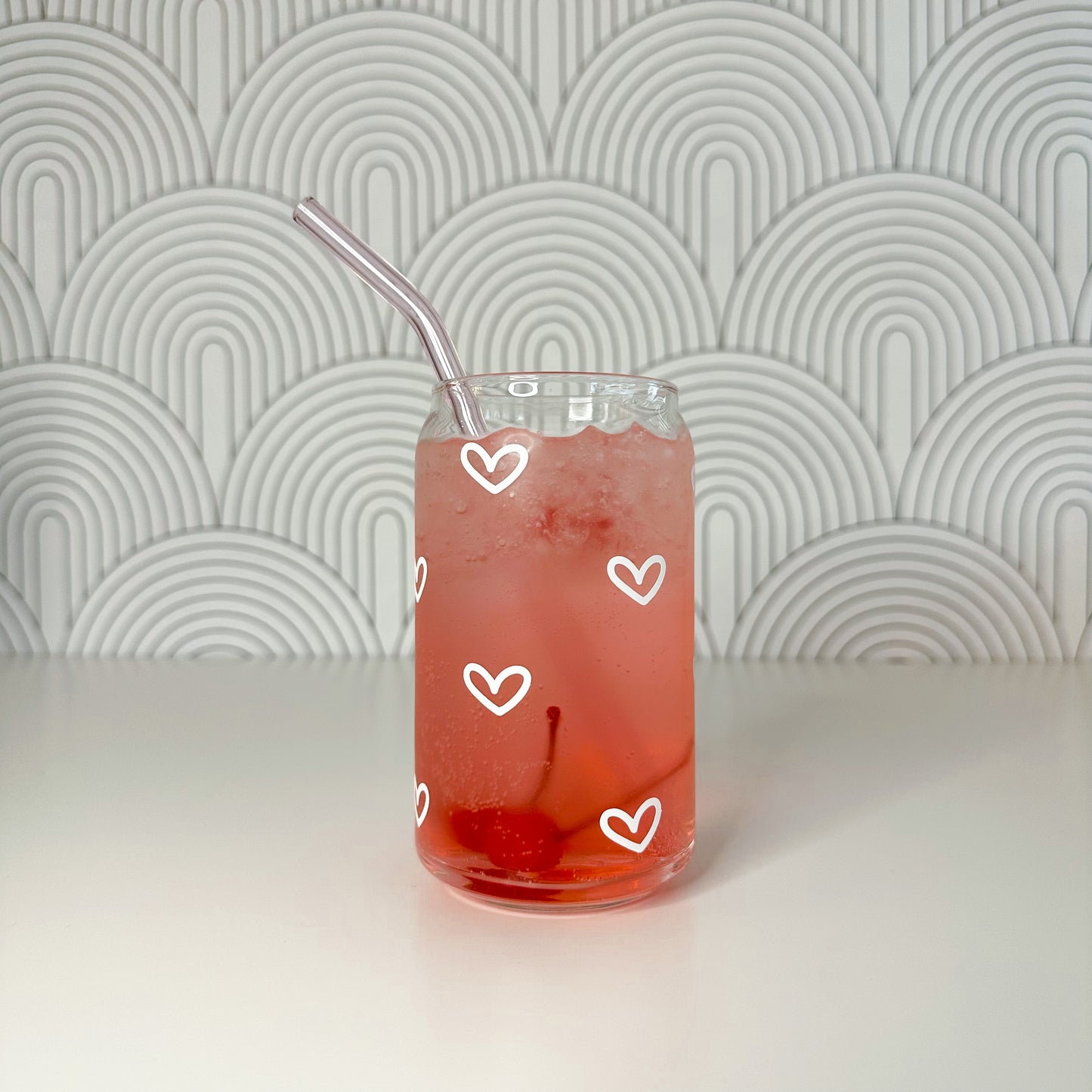 White Heart Glass Cup