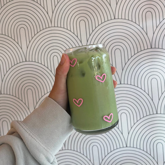 Pink Heart Glass Cup