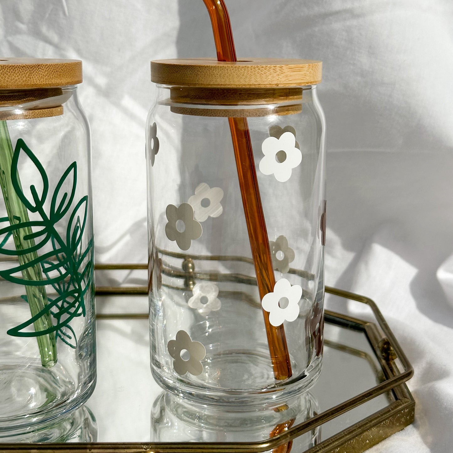 Neutral Browns Flower Glass Cup