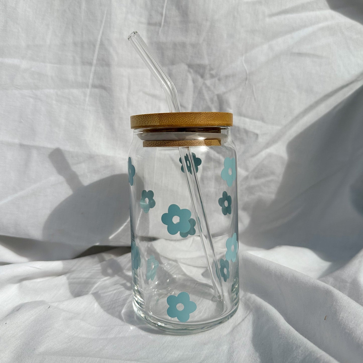 Blue Flower Glass Cup