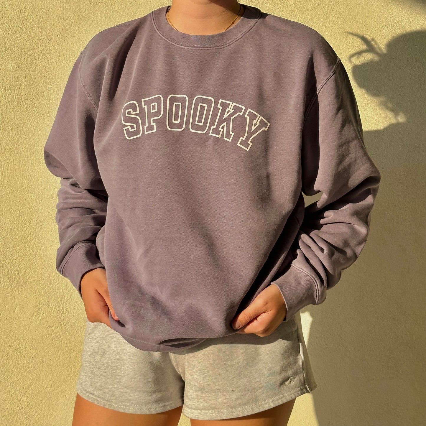 Spooky Crewneck Sweatshirt - Purple Pigment Dyed