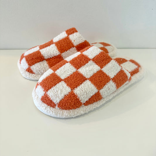 Orange Checkerboard Slippers