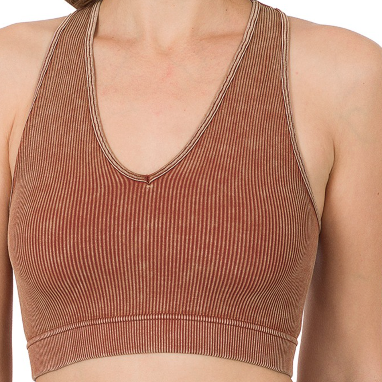 Washed Ribbed Racerback Cropped Tank Top
