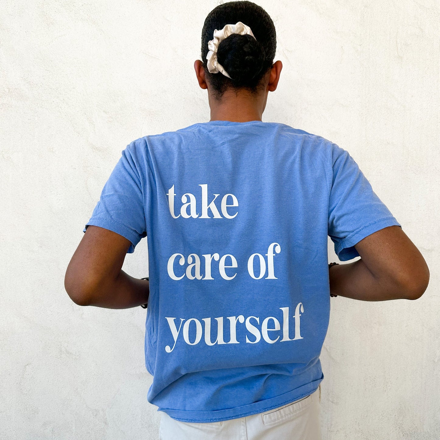 Take Care of Yourself T-shirt - Flo Blue