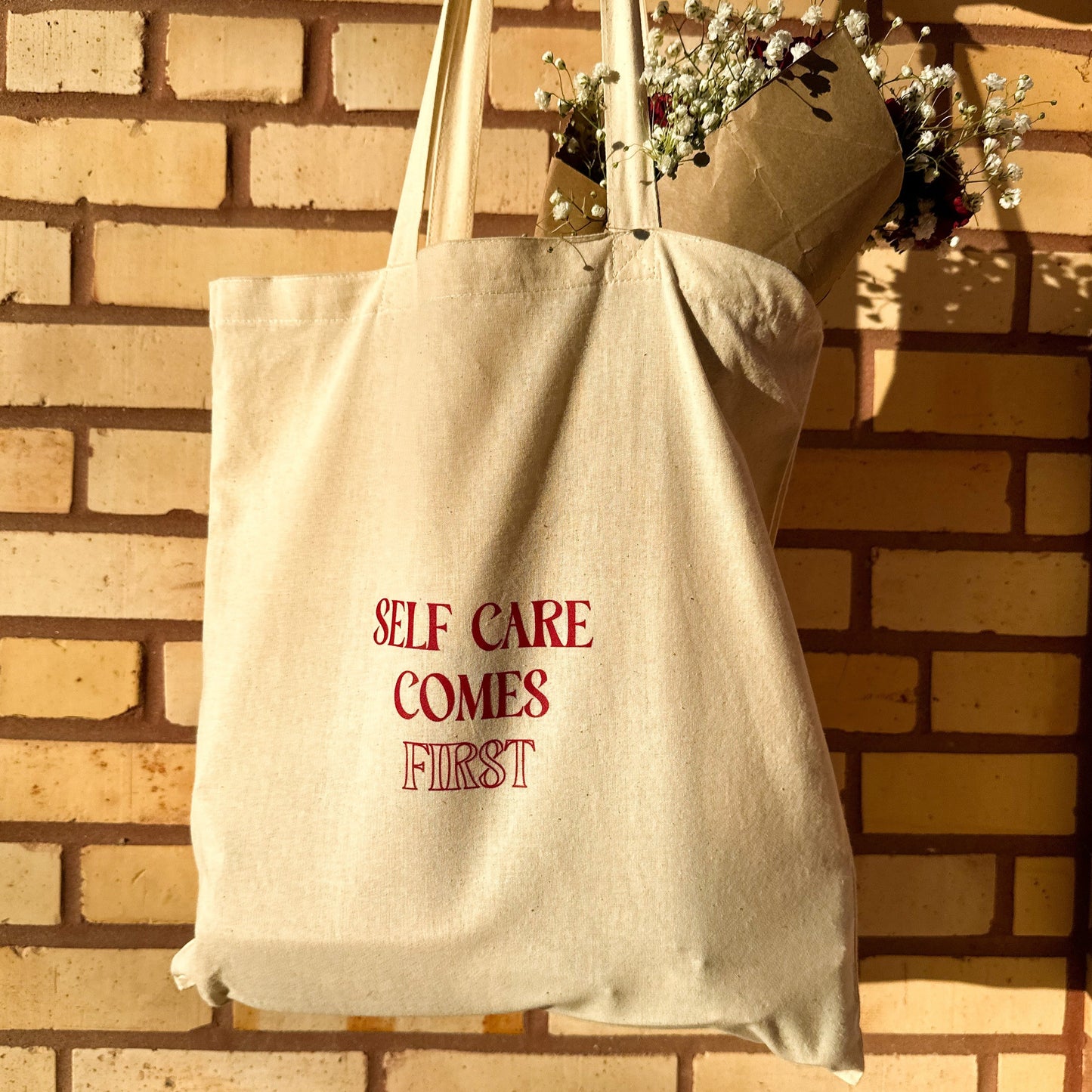 Self care comes first tote bag