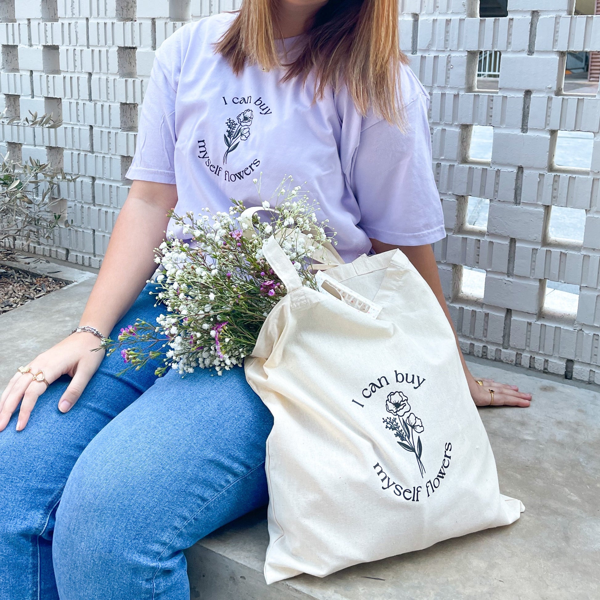 I buy myself flowers tote — sprigs of hazel