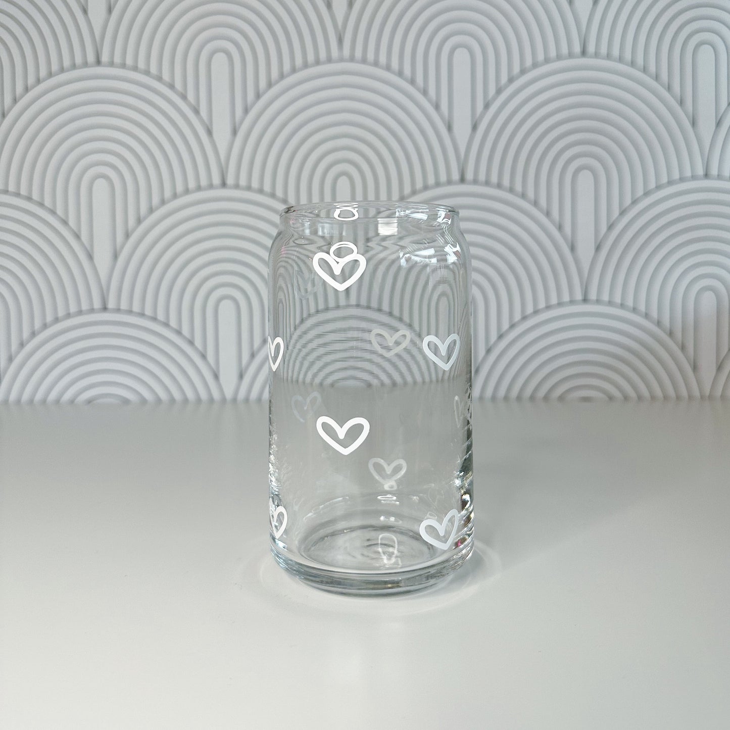 White Heart Glass Cup
