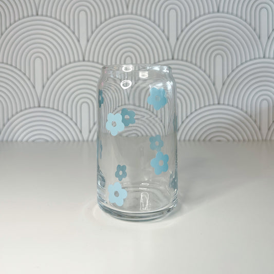 Blue Flower Glass Cup