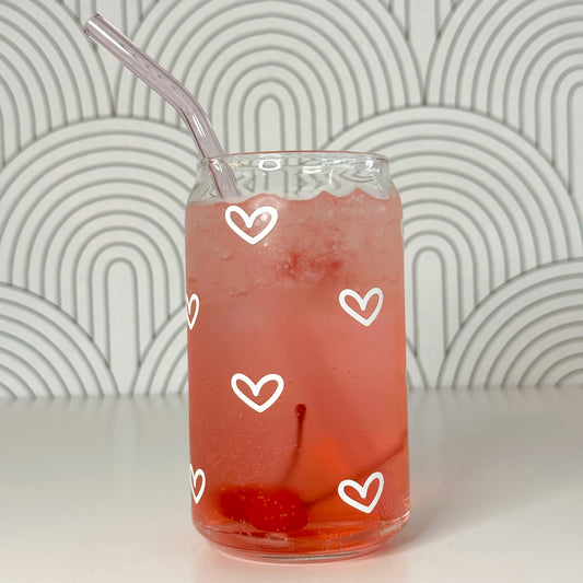 White Heart Glass Cup