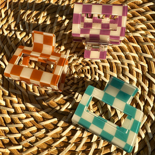 Small Checkerboard Claw Clips