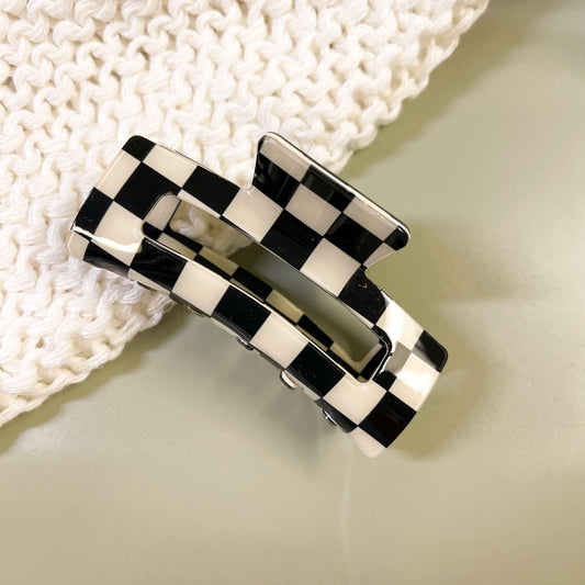 Medium Checkerboard Claw Clip - Glossy